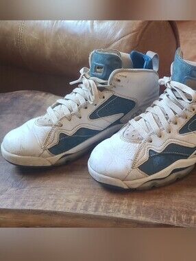 Jordan White and Teal High-Top Basketball Sneakers